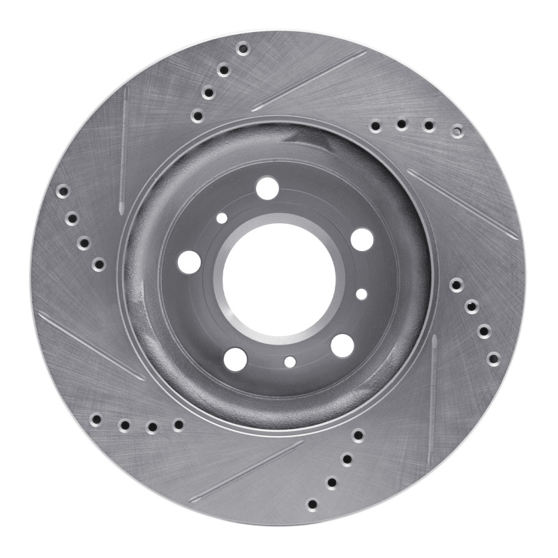 Buick Terraza Brake Rotor (1) - Front Right - R1 Concepts - Drilled & Slotted - Silver - `04-`09